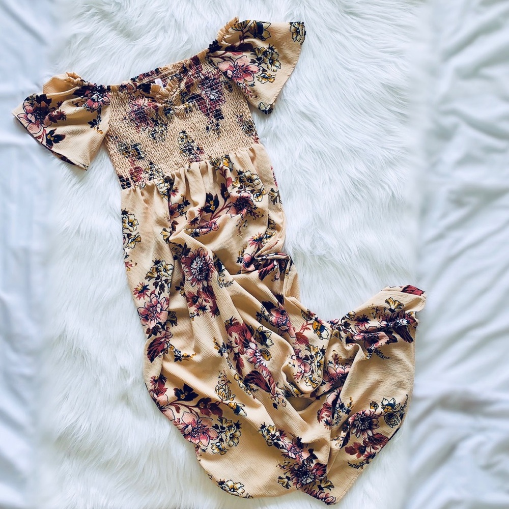 Xhiliration off the shoulder floral maxi dress